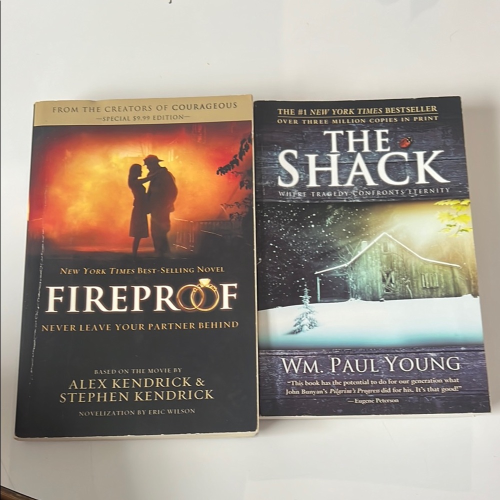 Book bundle Fireproof and The Shack paperback books